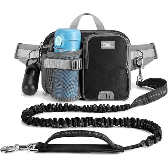 ETACCU Hands Free Dog Leash with Phone Pouch Water Bottle Holder