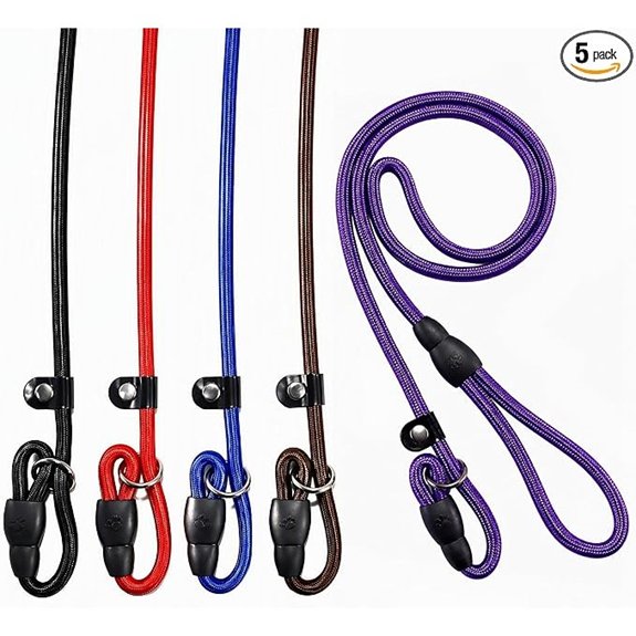FOVRLZSE 5-Pack Dog Slip Leashes 4.6FT Nylon Training Lead 5 Colors