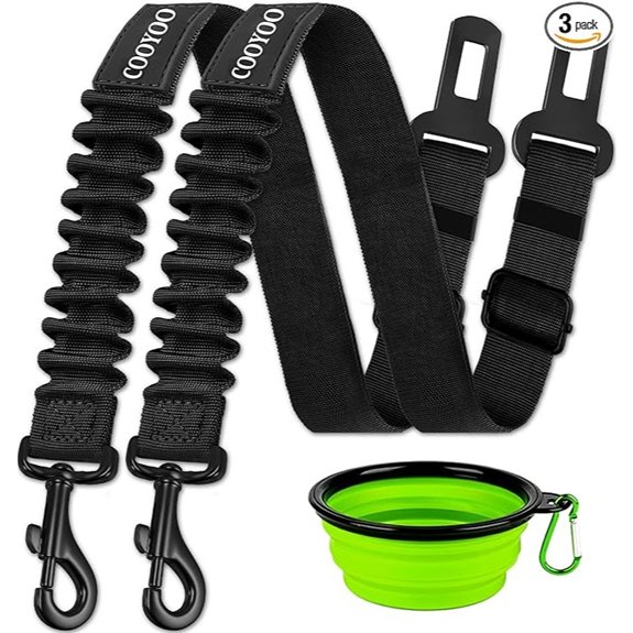 COOYOO Retractable Dog Seat Belt Set (3-Piece)