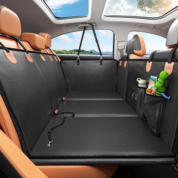 Hard Bottom Dog Car Seat Cover for Back Seat PU Leather Dog Seat Extender