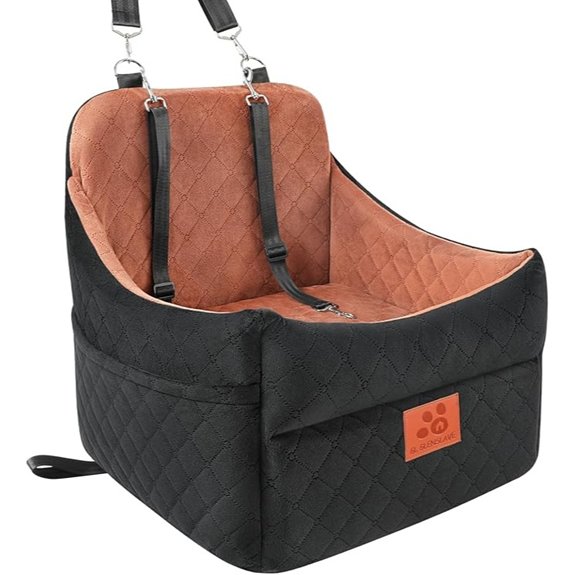 GLENSLAVE Dog Car Seat with Cushion and Storage (Black/Brown)