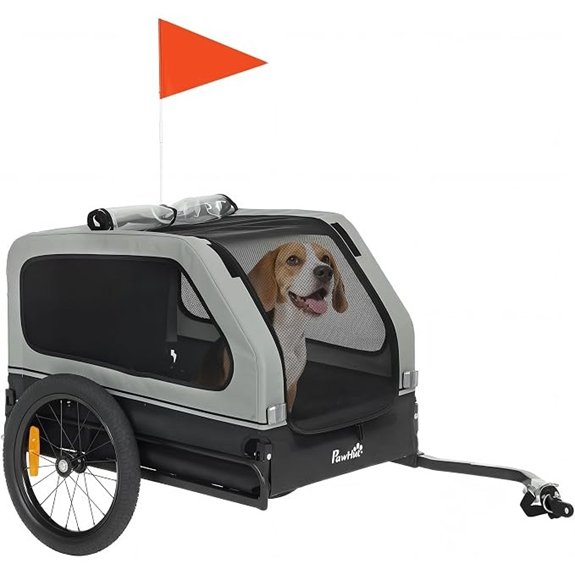 PawHut Dog Bike Trailer Flip Down Ramp Tailgate for Medium Pets 44 lbs