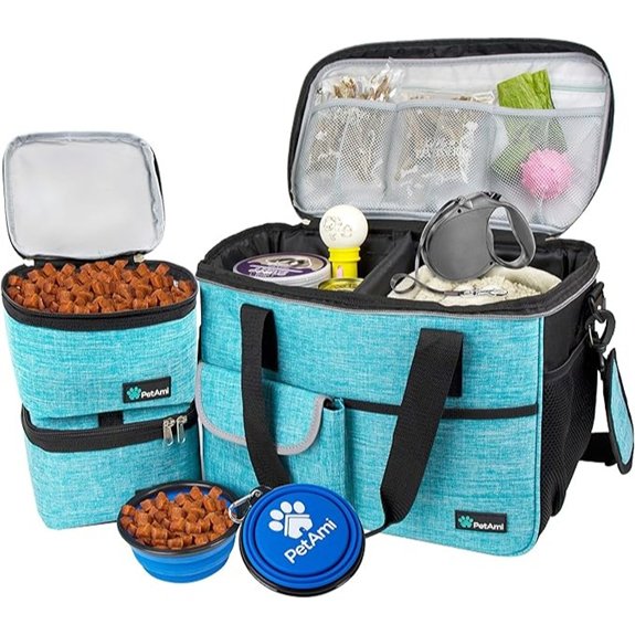PetAmi Dog Travel Bag Organizer Pet Supplies Diaper Tote Teal Blue Medium