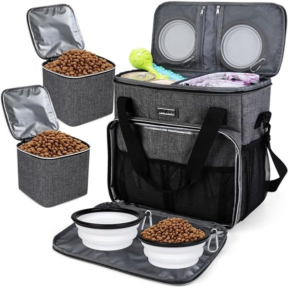 BAGLHER Dog Travel Bag with Food Containers & Bowls