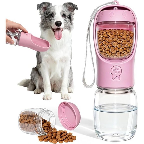 Portable Dog Water Bottle with Food Container Drinking Bottle for Travel