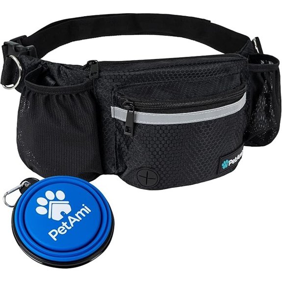 PetAmi Dog Fanny Pack Treat Pouch for Dog Walking Training Black