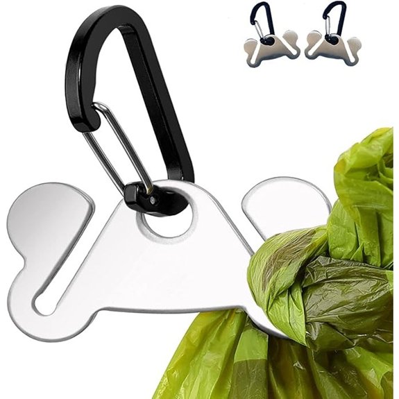 2PCS Dog Poop Bag Holder Leash Dogs Waste Bag Clip Dispenser Metal Carrier
