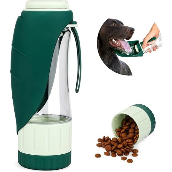 TIOVERY Upgrade Dog Water Bottle with Food Container (12oz)