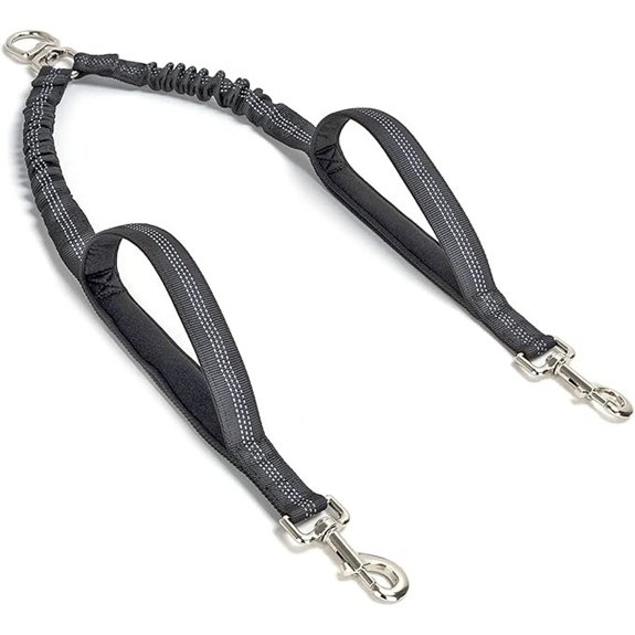 Dual Dog Leash Coupler Double Control Padded Handle for 2 Large Dogs