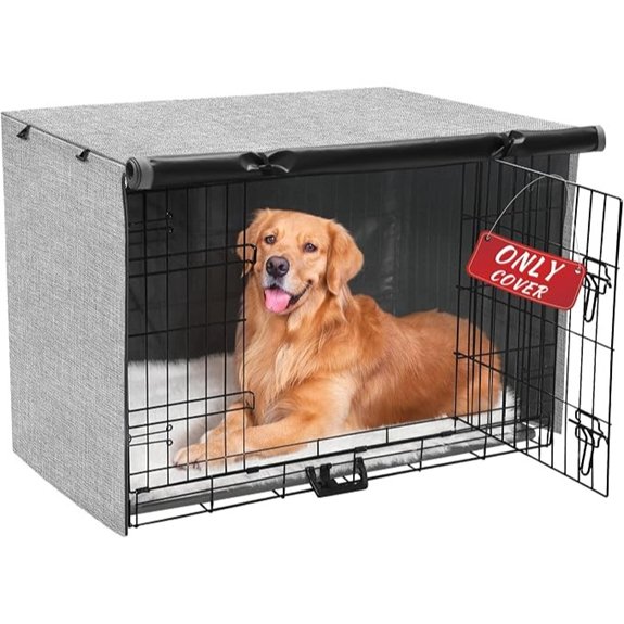 Akinerri Dog Crate Cover Double Door Waterproof Kennel Cover 36 in Grey