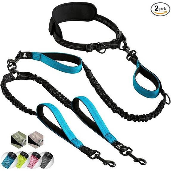 SparklyPets Hands Free Dual Dog Leash Medium & Large (Blue)