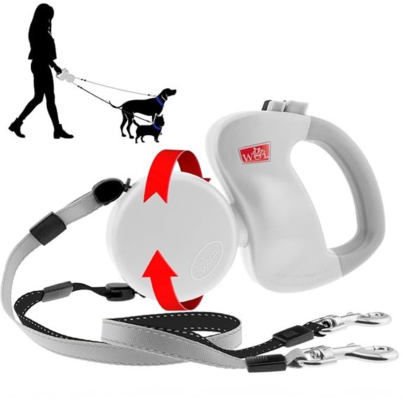 Dual Dog Retractable Leash 360° Auto-Untangle 10ft Each