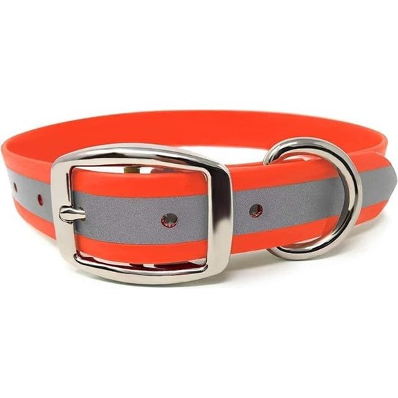 Regal Dog Products Reflective Dog Collar Durable Metal Large Orange