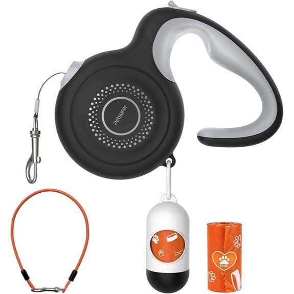 16ft Retractable Dog Leash with Chew-Proof Steel Cable
