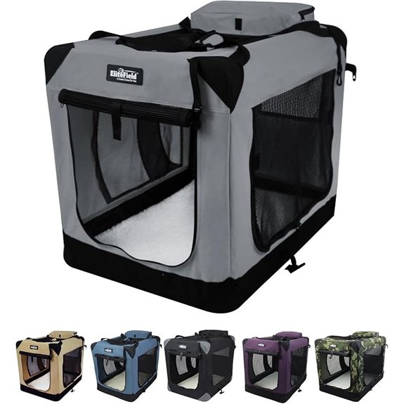 EliteField 3-Door Soft Dog Crate with Bed & Carrying Bag (2-Year Warranty)