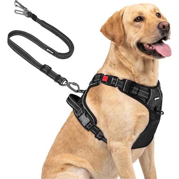 Joytale No Pull Dog Harness & Seat Belt Easy On 3-Buckle L Black