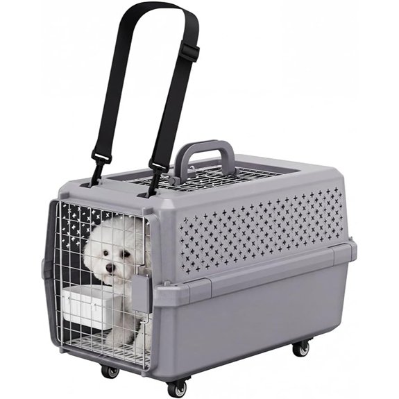 RIZZARI Hard-Sided Elevated Carrier: Rolling Pet Crate Ventilated 25 lbs