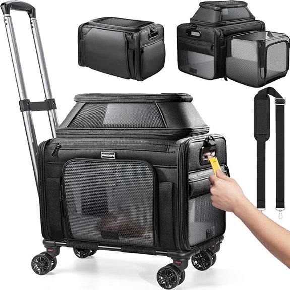 Top-Side Expandable Cat Carrier with Wheels,18x11x11 Airline Approved