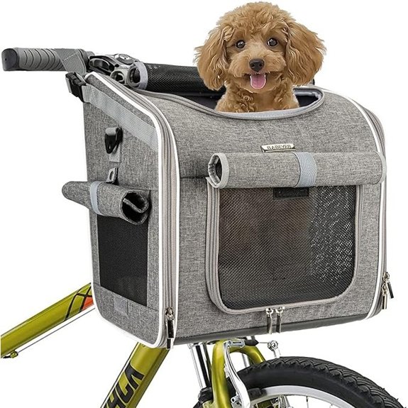 Dog Bike Basket Expandable Soft Pet Carrier Backpack (Grey)