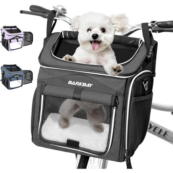 Dog Bike Basket Carrier Expandable Foldable Soft-Sided Dog Carrier (Black)