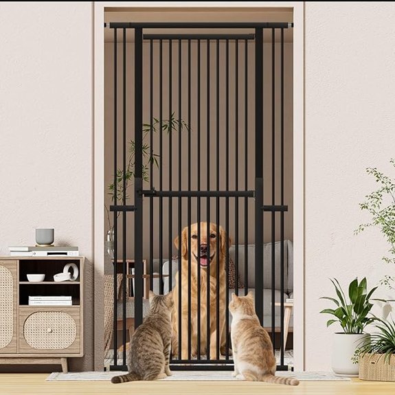 Snuowu Extra Tall Pet Gate Pressure-Mounted Metal Barrier Black
