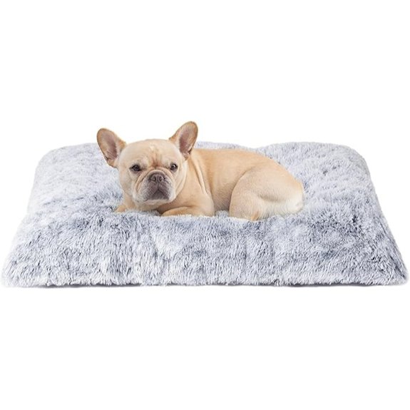 EHEYCIGA Fluffy Dog Crate Bed for Medium Dogs Plush Crate Pad Grey