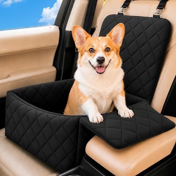 Dog Car Seat with Foldable Armrest for Small/Medium Dogs Pet Travel Bed