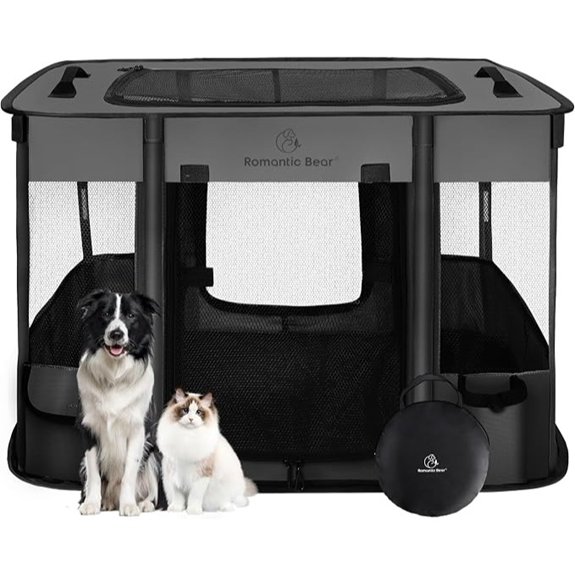 ROMANTIC BEAR Dog Playpen,Foldable Pet Puppy Cat Playpen,L(40x32x24)