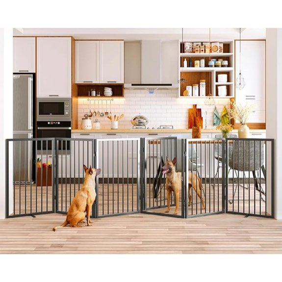 Vantas 120 x 32 Foldable Freestanding Extra Wide Dog Gate with Door,Black