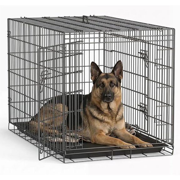 FDW | 48 Foldable Metal Dog Crate | Dark Black | Cage for XL Dogs