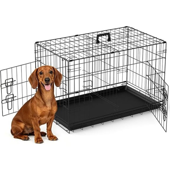 FDW | 30 Foldable Metal Dog Crate | Black | Cage for Medium Dogs