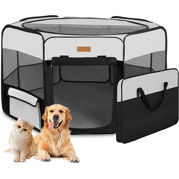 Akinerri Portable Dog Playpen Foldable Pet Play Pen for Puppy Cat Black