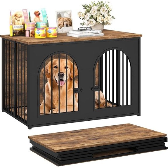 YATINEY 37.4 Dog Crate Furniture Foldable Assembly-Free Dog Kennel