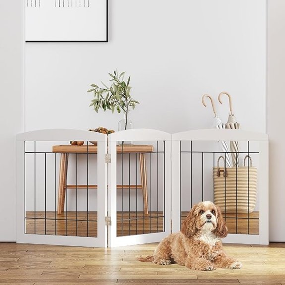 PAWLAND Free Standing Dog Gates for Doorway Stair Indoor Foldable 24 H