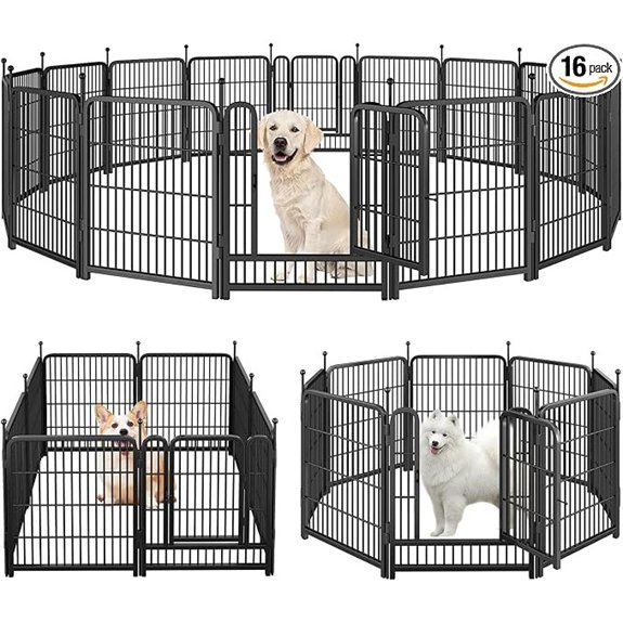 Portable Outdoor Dog Playpen with Foldable Metal Door Fence