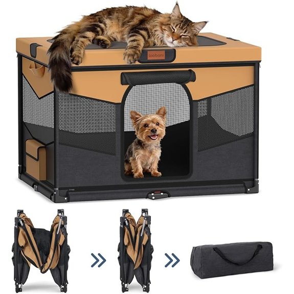 LOOBANI Dog Playpen for Small Dogs 32x24x22 Foldable & Portable Brown