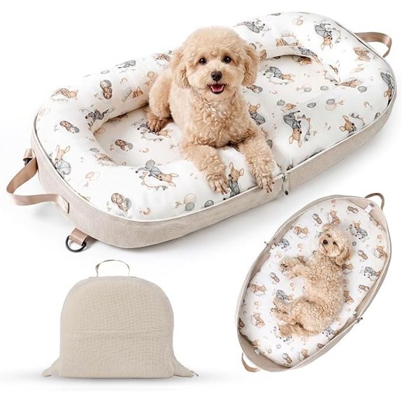 Dog Bed for Small Dogs & Cats Foldable Travel Bed with Removable Bolsters