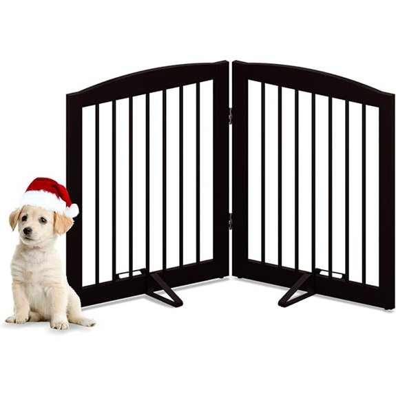PUPETPO Freestanding Foldable Wooden Dog Gate 24 Height