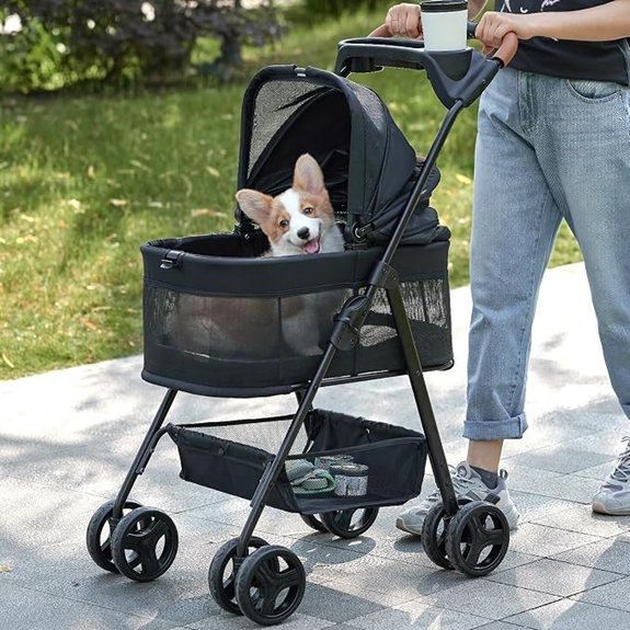 Zoosky 3 in 1 Dog Stroller Folding Pet Stroller w/Removable Carrier