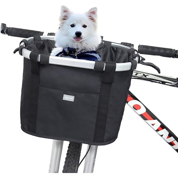 RAYMACE Folding Bicycle Basket with Detachable Handlebar Mount