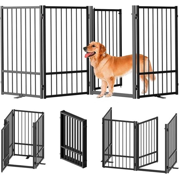 SNUOWU Freestanding Metal Dog Gate with Door