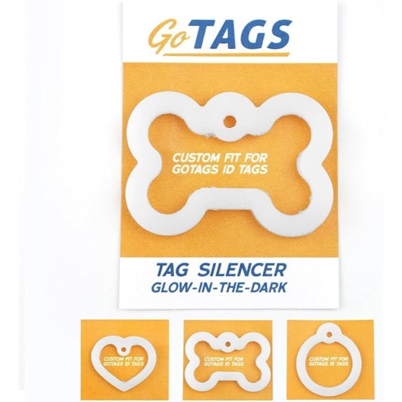 GoTags Bone Dog Tag Silencers Glow in The Dark Quiet Noisy Pet ID Tags