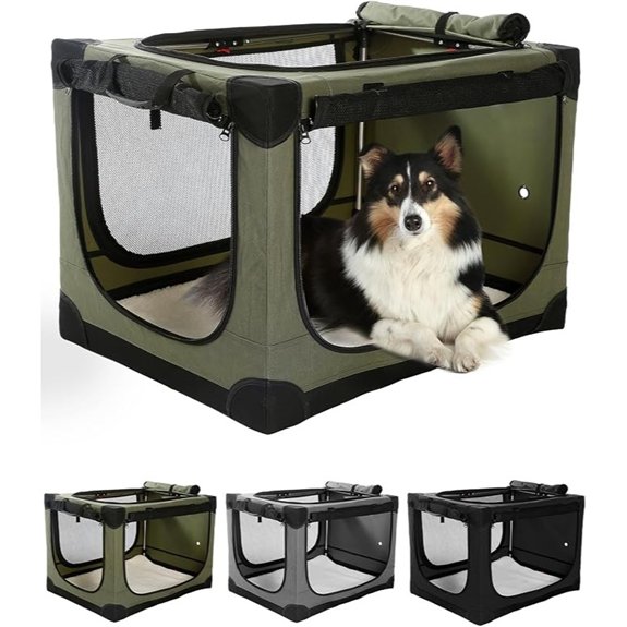 Veraste 24 x 17 x 17 in 4-Door Collapsible Soft-Sided Mesh Dog Crate Green