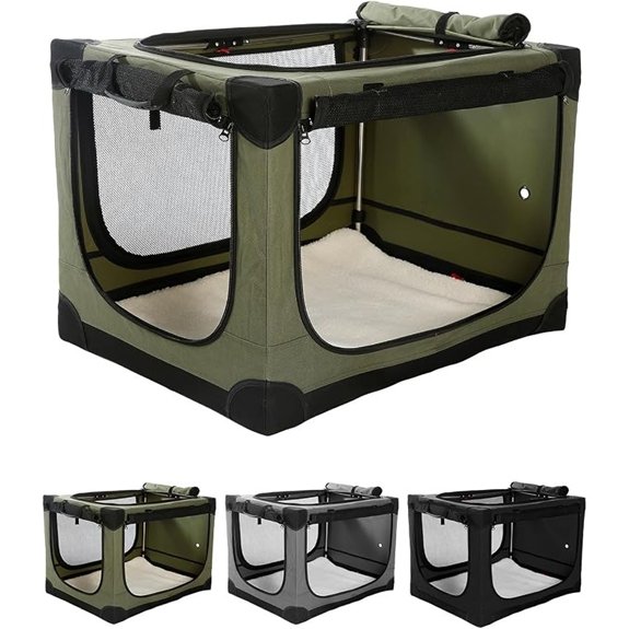 Veraste 30 x 21 x 21 in 4-Door Collapsible Soft-Sided Mesh Dog Crate Green