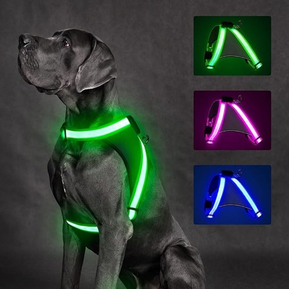 ChalkLit LED Dog Harness with USB Rechargeable Light (Green)