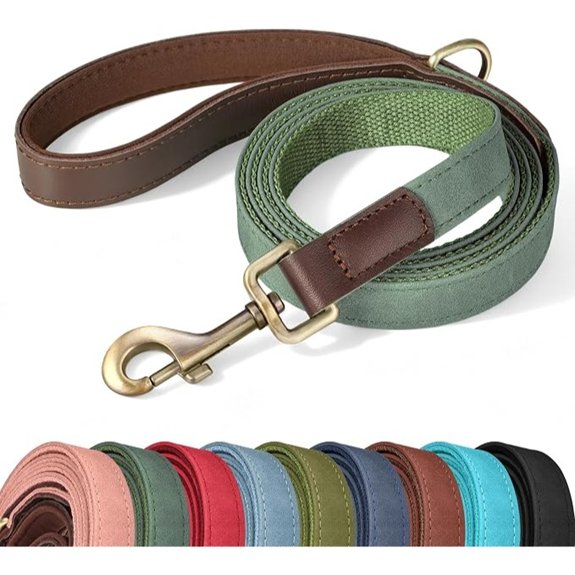 Didog PU Leather Dog Leash for Medium Dogs 5ft Soft Padded Handle Green
