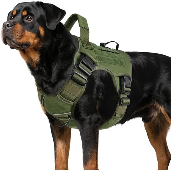 WINGOIN Green Tactical Dog Harness for Large Dogs,No Pull Dog Harness