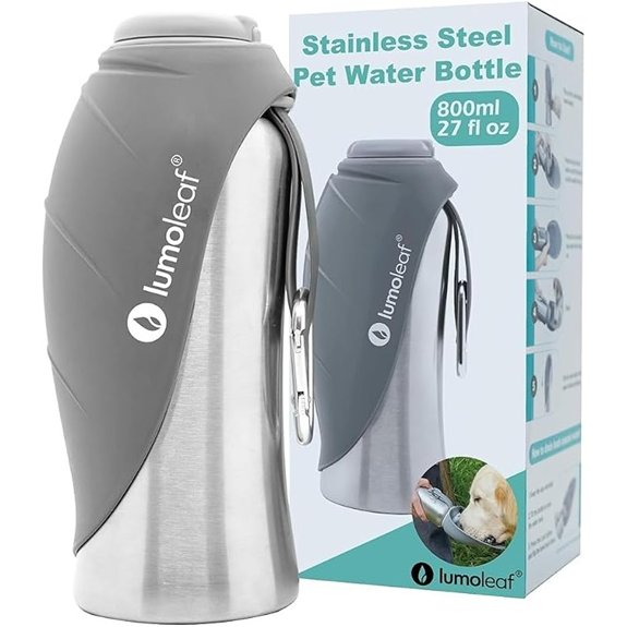 LumoLeaf 27oz Portable Dog Water Bottle (Grey)