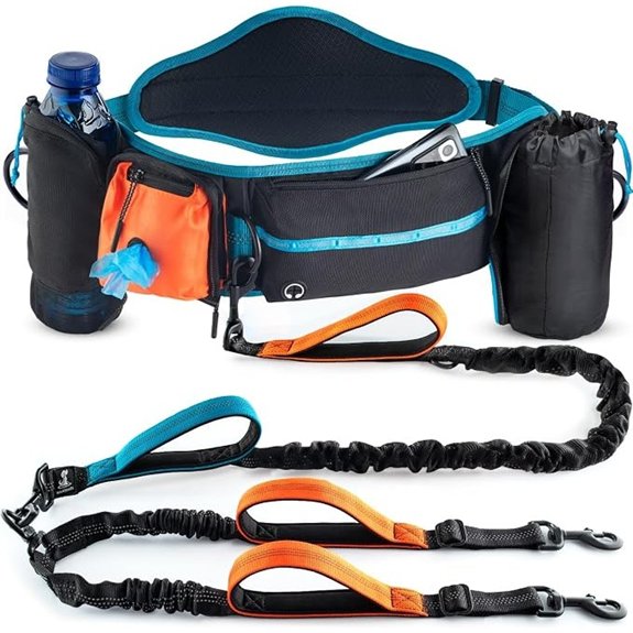 SparklyPets Active Pack Hands Free 2 Dogs Leash Medium & Large Orange
