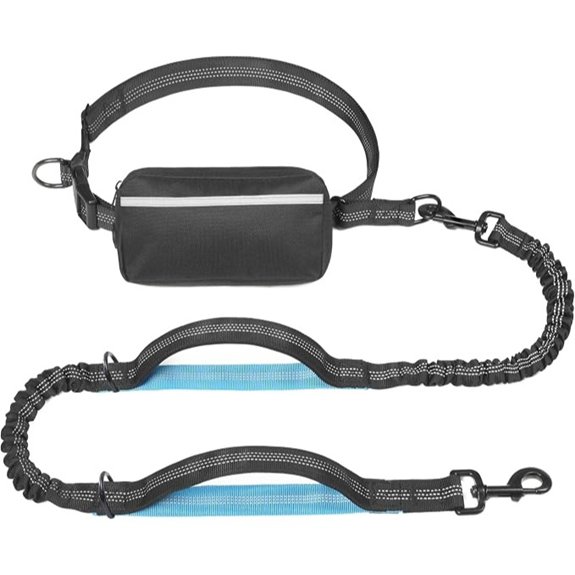 iYoShop Hands Free Dog Leash with Zipper Pouch Large 25-120 lbs Black